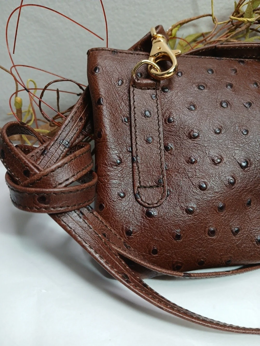 Bottega Fiorentina Petite Crossbody Handbag Clutch Brown Leather NWOT 6.5